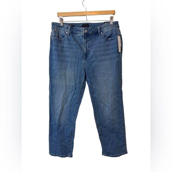 NEW TALBOTS | 14 straight leg crop denim blue jeans - Picture 1 of 8